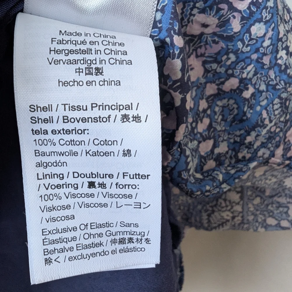 J. Crew Mini Dress 14 Liberty Bourton Bloom Sweetheart Puff Sleeve Milkmaid Blue